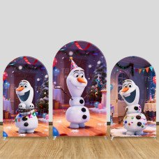 JY604  Frozen Olaf Birthday Party Arch Backdrop Cover, Elastic Fabric Arch for Kids 1st Birthday, Winter Party Decoration