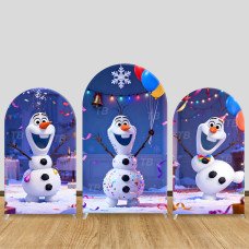JY605  Frozen Olaf Birthday Party Balloon Arch Backdrop Cover, Elastic Fabric Arch for Kids 1st Birthday, Winter Party Decoration
