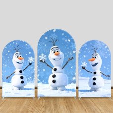 JY607  Frozen Olaf Winter Snowflake Arch Backdrop Cover, Elastic Fabric Arch for Kids Winter Party, Photo Booth Decoration