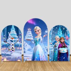 JY611  Frozen Elsa Anna Olaf Birthday Arch Backdrop Cover, Elastic Fabric Arch for Girls Birthday, Winter Party Decoration