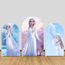 JY615  Frozen Elsa Nokk Ice Horse Arch Backdrop Cover, Elastic Fabric Arch for Girls Birthday, Winter Party Decoration