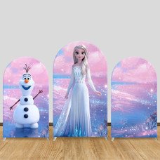 JY615  Frozen Elsa Olaf Pink Blue Dreamy Arch Backdrop Cover, Elastic Fabric Arch for Girls Birthday, Photo Booth Decoration