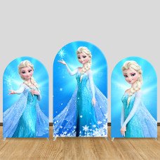 JY616  Frozen Elsa Blue Snowflake Arch Backdrop Cover, Elastic Fabric Arch for Girls Birthday, Winter Party Decoration