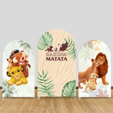 JY619 The Lion King Hakuna Matata Arch Backdrop Cover, Elastic Fabric Arch for Kids Birthday, Jungle Safari Party Decoration