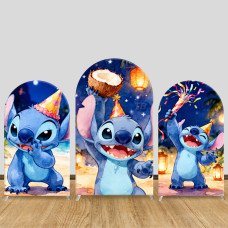 JY623 Stitch Beach Birthday Party Arch Backdrop Cover, Elastic Fabric Arch for Kids 1st Birthday, Summer Party Decoration