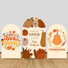 JY627 Happy Thanksgiving Hand Drawn Pumpkin Arch Backdrop Cover, Elastic Fabric Arch for Thanksgiving Party, Home Decoration