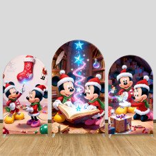 JY631 Christmas Magic Star Book Arch Backdrop Cover, Mickey Minnie Fantasy Fabric Arch for Winter Birthday, Holiday Party, Photo Prop