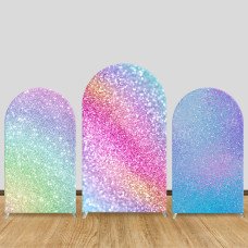 JY632 Rainbow Glitter Gradient Arch Backdrop Cover, Elastic Fabric Arch for Birthday Party, Baby Shower, Photo Booth Decoration