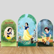 JY633 Snow White Forest Animals Arch Backdrop Cover, Elastic Fabric Arch for Girls Birthday, Princess Party Decoration