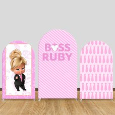 JY634 Boss Ruby Pink Tie Arch Backdrop Cover, Elastic Fabric Arch for Girls Birthday, Baby Shower Decoration