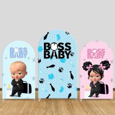 JY634 Boss Baby Gender Reveal Arch Backdrop Cover, Blue Pink Elastic Fabric for Baby Shower, Kids Party