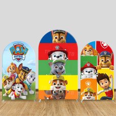 JY635-1 Paw Patrol Full Team Color Block Arch Backdrop Cover, Elastic Fabric Arch for Kids Birthday, Rescue Party Decoration