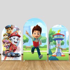 JY635-1 Paw Patrol Ryder Lookout Tower Arch Backdrop Cover, Elastic Fabric Arch for Boys Birthday, Kids Party Decoration