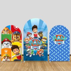 JY635-2 Paw Patrol Full Team Blue Arch Backdrop Cover, Elastic Fabric Arch for Kids Birthday, Rescue Party Decoration