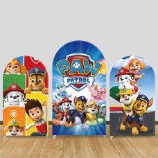 JY635-2 Paw Patrol Full Team Flame Logo Arch Backdrop Cover, Elastic Fabric Arch for Boys Birthday, Kids Party Decoration