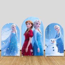 JY645 Frozen Elsa Anna Olaf Arch Backdrop Cover, Elastic Fabric Arch for Girls Birthday, Winter Party Decoration