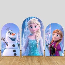 JY645 Frozen Elsa Anna Castle Arch Backdrop Cover, Elastic Fabric Arch for Girls Birthday, Princess Party Decoration