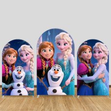 JY649 Frozen Elsa Anna Olaf Family Arch Backdrop Cover, Elastic Fabric Arch for Girls Birthday, Winter Party Decoration