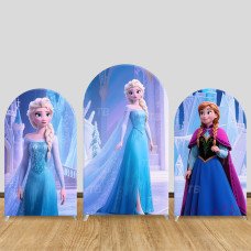 JY651 Frozen Anna Ice Castle Arch Backdrop Cover, Elastic Fabric Arch for Kids Birthday, Princess Party Decoration