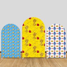 JY657 Snow White Yellow Blue Crown Arch Backdrop Cover, Glitter Fabric Arch for Girls Fairy Tale Birthday, Princess Party