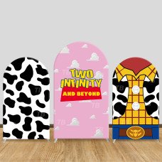 JY664  Toy Story Woody Cow Print Arch Backdrop Cover, Elastic Fabric Arch for Kids Birthday, Cartoon Party Decoration