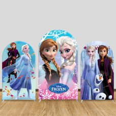 JY671  Frozen Elsa Anna Olaf Arch Backdrop Cover, Elastic Fabric Arch for Girls Birthday, Princess Party Decoration
