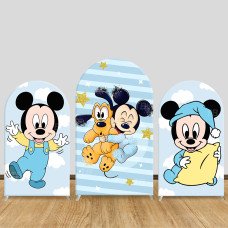 JY678  Baby Mickey Pluto Sleepy Arch Backdrop Cover, Blue Sky Cloud Elastic Fabric Arch for Baby Shower, Boys First Birthday Party