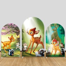JY690 Bambi Forest Friends Arch Backdrop Cover, Elastic Fabric Arch for Baby Shower, Kids Nature Themed Party