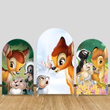JY690 Bambi Cute Close Up Arch Backdrop Cover, Watercolor Elastic Fabric Arch for Girls Birthday, Animal Themed Party