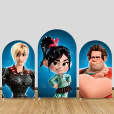 JY698 Wreck-It Ralph Vanellope Headshot Arch Backdrop Cover, Elastic Fabric Arch for Kids Birthday, Game Themed Party Decoration