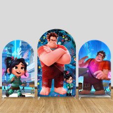 JY698 Wreck-It Ralph City Adventure Arch Backdrop Cover, Elastic Fabric Arch for Boys Girls Birthday, Video Game Party