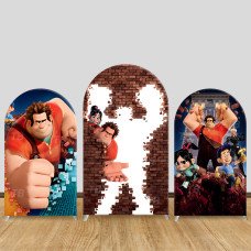 JY698 Wreck-It Ralph Breaking Wall Arch Backdrop Cover, Elastic Fabric Arch for Kids Birthday, Action Movie Themed Party