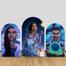 JY699-1 Wish Princess Asha Magic Crystal Arch Backdrop Cover, Elastic Fabric Arch for Girls Birthday, Disney Fantasy Party