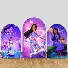 JY699-1 Wish Asha Butterfly Starlight Arch Backdrop Cover, Watercolor Elastic Fabric Arch for Baby Shower, Girls Cute Party