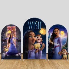 JY699-2 Disney Wish Asha Valentino Goat Arch Backdrop Cover, Elastic Fabric Arch for Baby Shower, Cute Animal Party