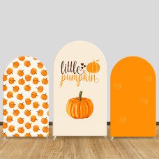 JY703 Little Pumpkin Fall Harvest Arch Backdrop Cover, Elastic Fabric Arch for Thanksgiving Party, Baby Shower Decoration