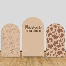 JY710 Name's First Rodeo Cowboy Arch Backdrop Cover, Elastic Fabric Arch for Baby Shower, Cowboy Themed Party