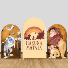 JY713 The Lion King Hakuna Matata Arch Backdrop Cover, Elastic Fabric Arch for Kids Birthday, Safari Animal Party Decoration