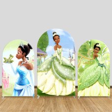 JY719 The Princess And The Frog Tiana Arch Backdrop Cover, Elastic Fabric Arch for Girls Birthday, Disney Princess Party Decoration