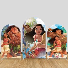 JY720 Moana Maui Arch Backdrop Cover, Elastic Fabric Arch for Kids Birthday, Disney Adventure Party Decoration
