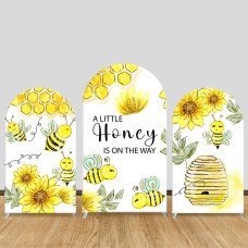 JY724 A Little Honey Bee Arch Backdrop Cover, Watercolor Elastic Fabric Arch for Baby Shower, Bee Themed Party
