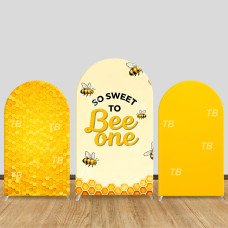 JY724 So Sweet To Bee One First Birthday Arch Backdrop Cover, Elastic Fabric Arch for Baby 1st Birthday, Bee Themed Party