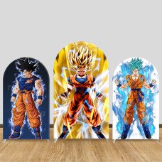 JY726 Dragon Ball Super Goku Transformation Arch Backdrop Cover, Elastic Fabric Arch for Kids Birthday, Anime Themed Party