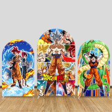 JY727 Dragon Ball Super Full Cast Arch Backdrop Cover, Elastic Fabric Arch for Boys Birthday, Anime Movie Party Decoration