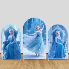 JY745 Frozen Elsa Throne Dance Arch Backdrop Cover, Elastic Fabric Arch for Girls Birthday, Disney Princess Party Decoration