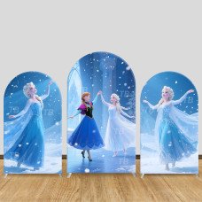 JY745 Frozen Elsa Anna Ice Dance Arch Backdrop Cover, Elastic Fabric Arch for Girls Birthday, Frozen Themed Party Decoration