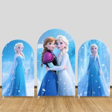 JY746 Frozen Elsa Anna Hug Arch Backdrop Cover, Elastic Fabric Arch for Girls Birthday, Disney Sister Themed Party