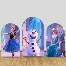 JY749 Frozen Anna Olaf Elsa Ice Castle Arch Backdrop Cover, Elastic Fabric Arch for Girls Birthday, Disney Princess Party