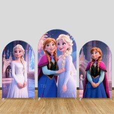 JY753 Frozen Anna Elsa Arch Backdrop Cover, Elastic Fabric Arch for Girls Birthday, Disney Princess Sister Party