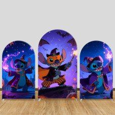 JY772  Stitch Halloween Wizard Arch Backdrop Cover, Elastic Fabric Arch for Kids Halloween, Spooky Disney Party